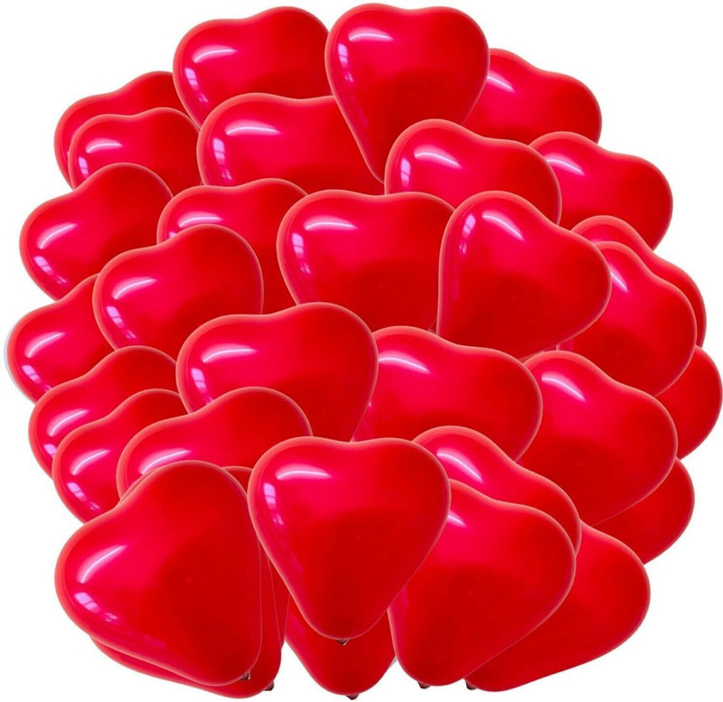 PopTheParty Solid Red Heart Shaped Balloons/Heart shape balloons for decoration/valentine balloons Balloon(Red, Pack of 50)