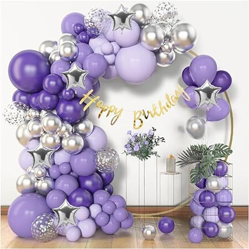 ANILOONS Purple Birthday Party Decoration Set.(Set of 73)