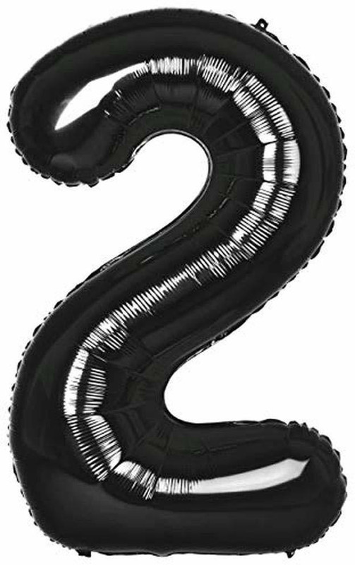 BashNSplash Solid Two Jumbo XL Size 2 Black 32" Number digit numeric Foil Balloon Letter Balloon(Black, Pack of 1)