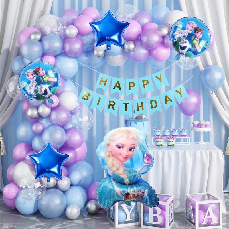 ANILOONS Elsa Princess Birthday Party Decorations Set.(Set of 68)