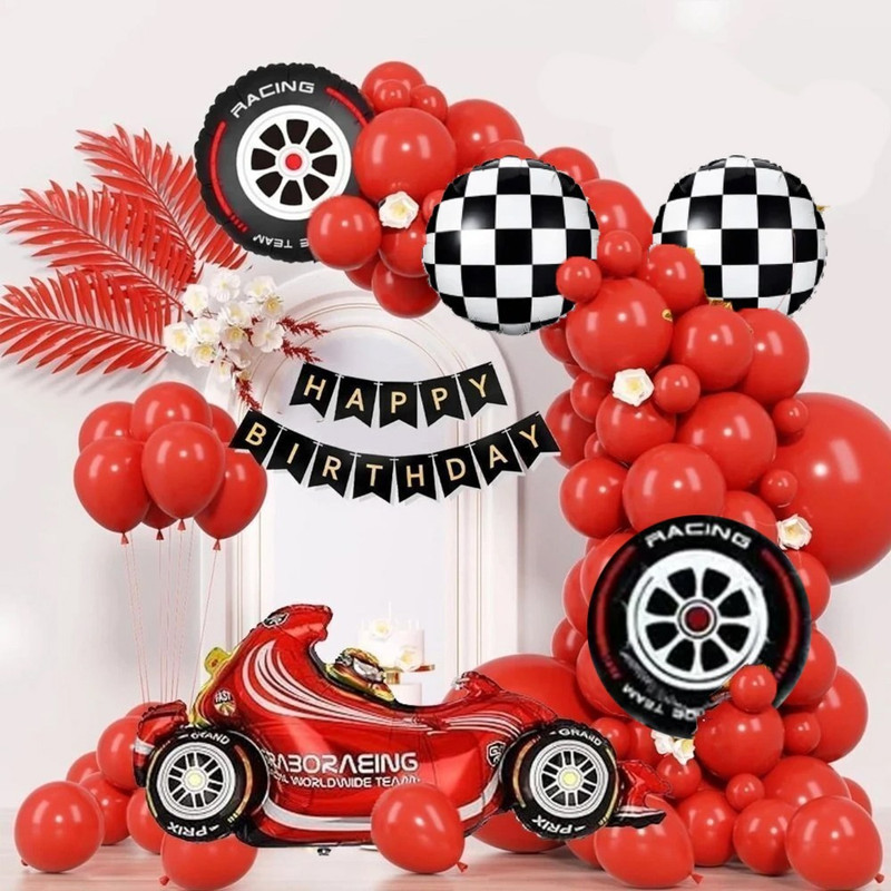 PopTheParty Printed Red Car theme birthday decoration for birthday party Balloon(Red, Pack of 58)