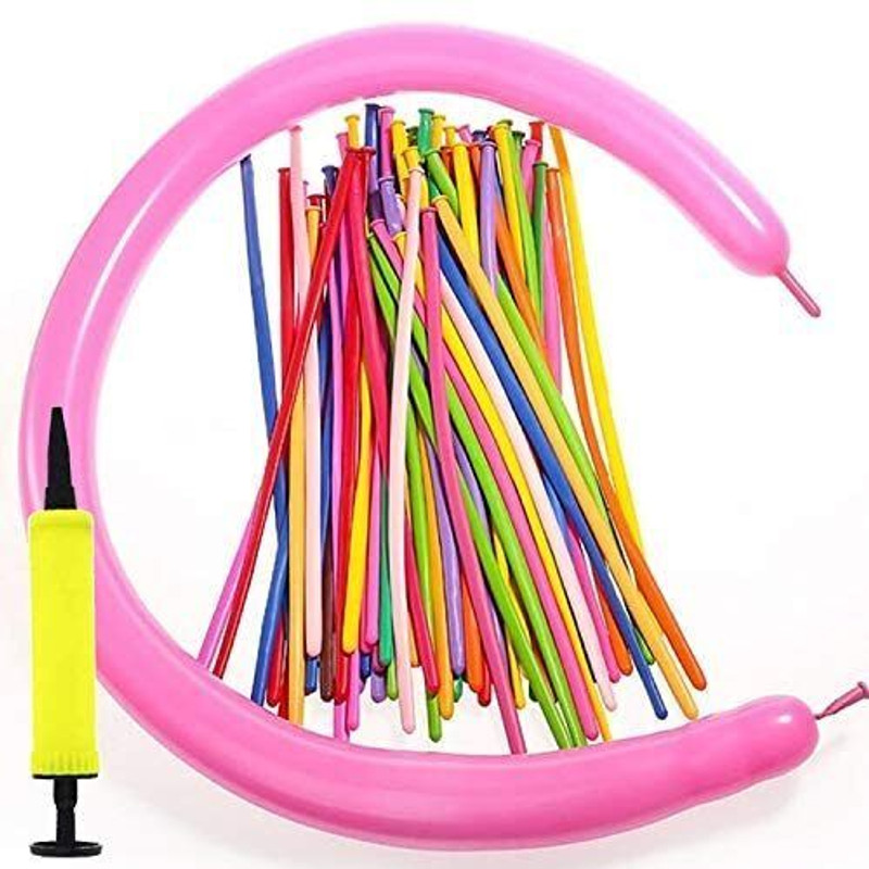 PARTY MIDLINKERZ Solid Rainbow Balloons Decoration Kit Long Balloons For Kids, Baby Balloon(Multicolor, Pack of 101)
