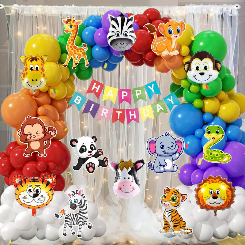 ANILOONS Jangle Safari Animal Theme Birthday Decoration Kit(Set of 93)