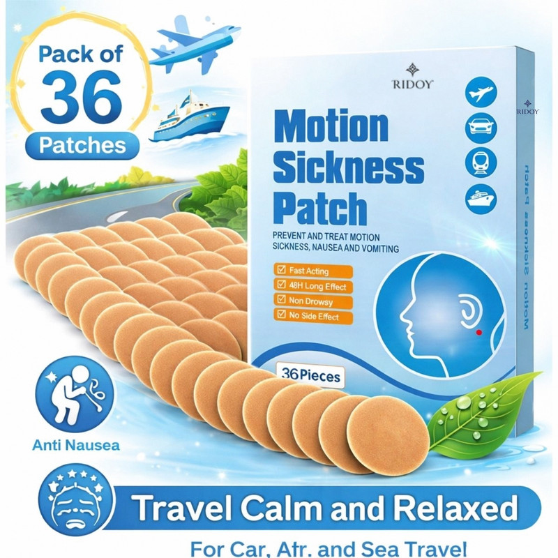 RIDOY Nausea Relief Patch | Refined Everyday Motion Sickness Patch Version - Helps Bandage Protector(Adult Neck)
