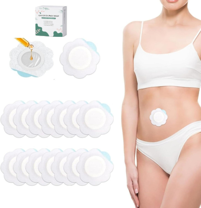 Patcheal 10 pcs Castor Oil Pack for Navel Belly Button Self Adhesive Bandage Protector(Adult Short Arm)