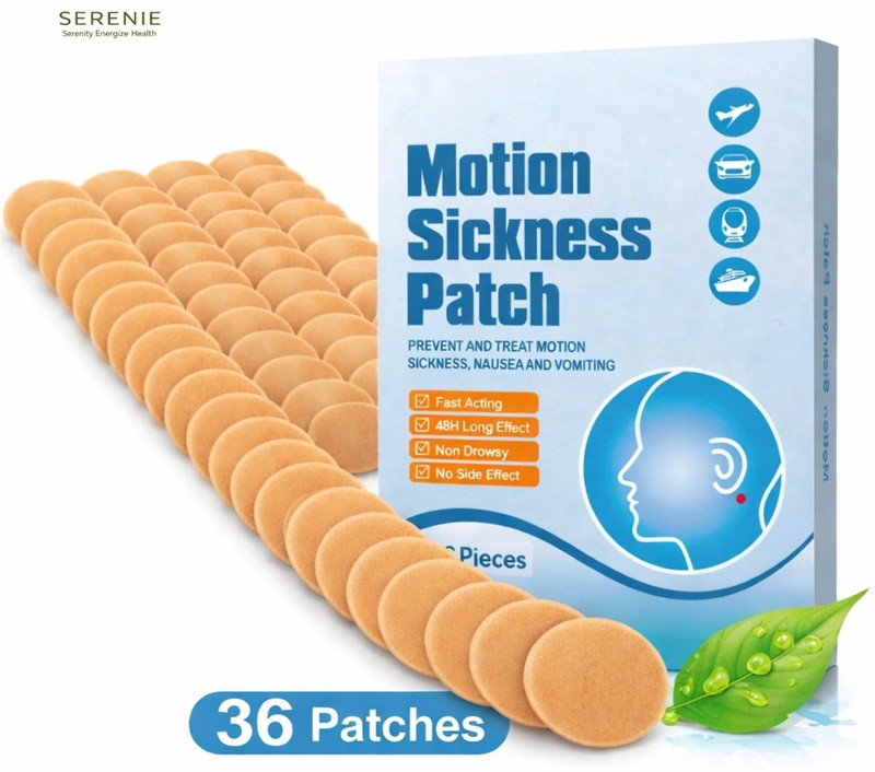 SERENIE SERENITY ENERGIZE HEALTH Motion Sickness Patch Vomiting Relief Behind Ear Patch Bandage Protector(Adult Neck)