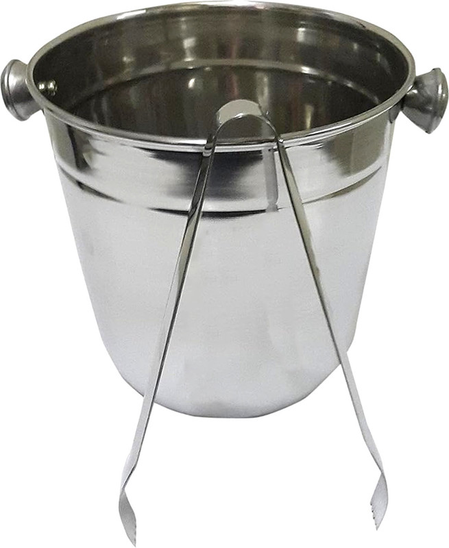 Dynore Single wall Ice Bucket with Tong 2 - Piece Bar Set(Stainless Steel)