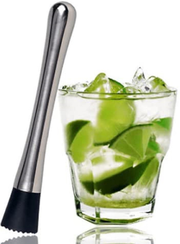 forral Bar Muddler 8 Cocktail Drink Muddler Bartender Tool for Old Fashioned Mojitos Stainless Steel 18 cm Stirrer(Silver Pack of 1)