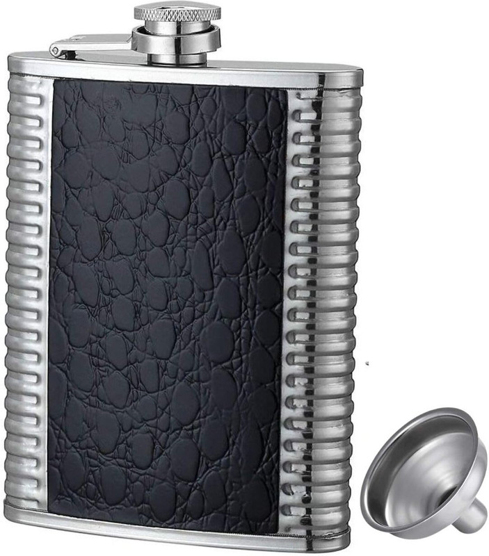 DEVENDRA ONLINE HIP FLASK BLACK AND SILVER - 2 STAINLESS STEEL Hip Flask(236 ml)