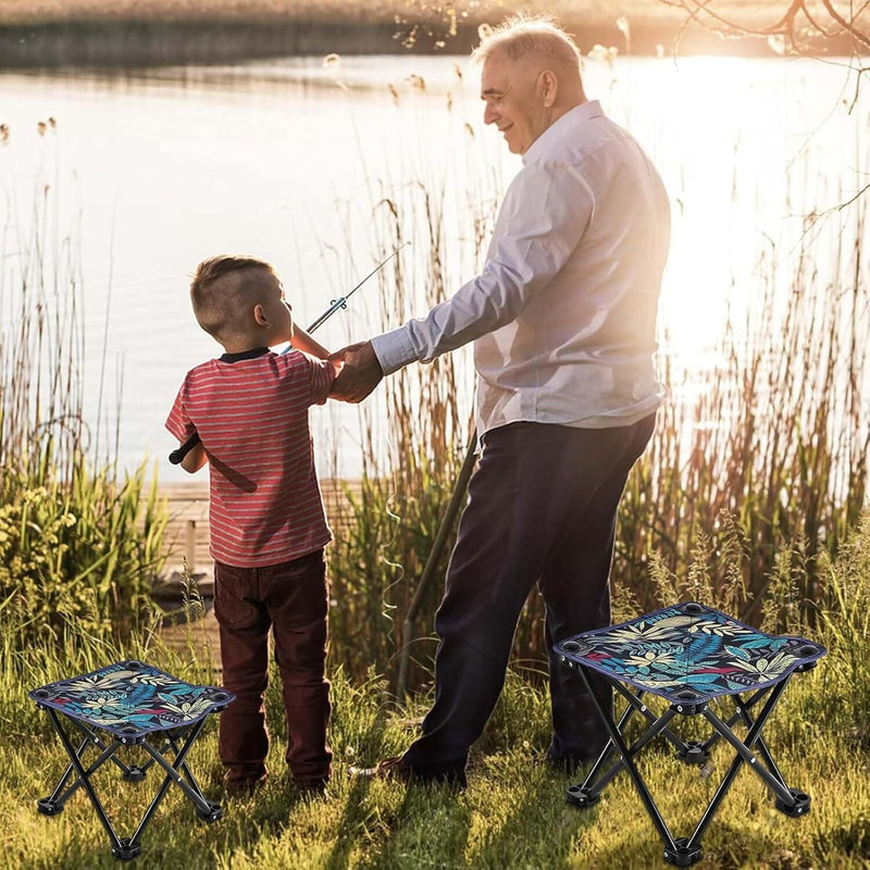 Krique Collapsible Stool Folding Stool for Camping Fishing Picnic Travel Foldable Steel Inversion Chair