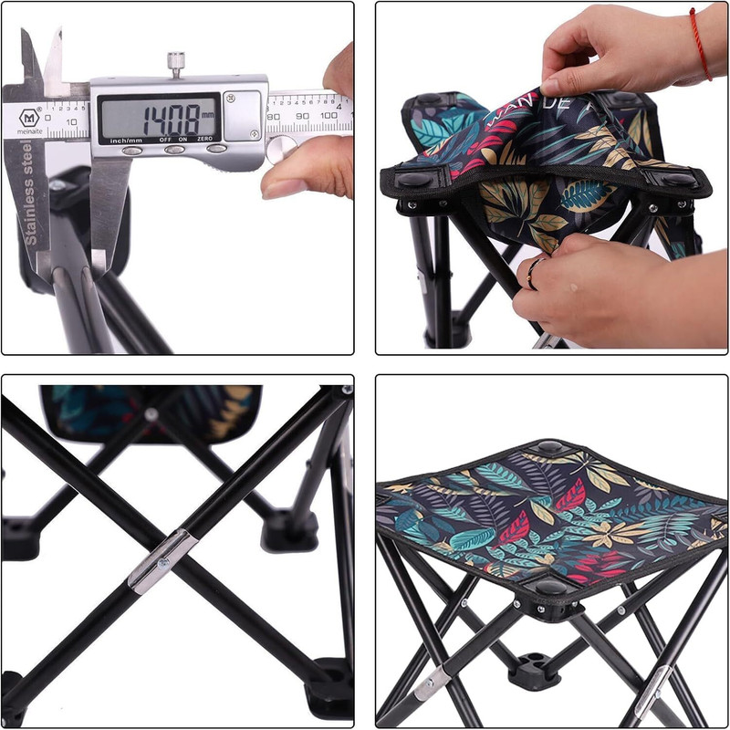 ZENPRO 4-Leg Folding Camping Stool for Adults, Durable & Portable Outdoor Chair Foldable Steel Inversion Table