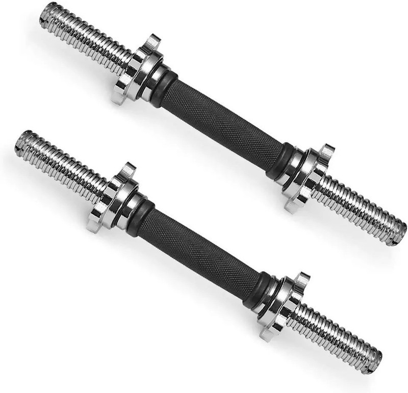 YMD 14Inches Chrome Plated Heavy Pipe Rod Grip Threaded Dumbbell Rods with Locks Weight Lifting Bar