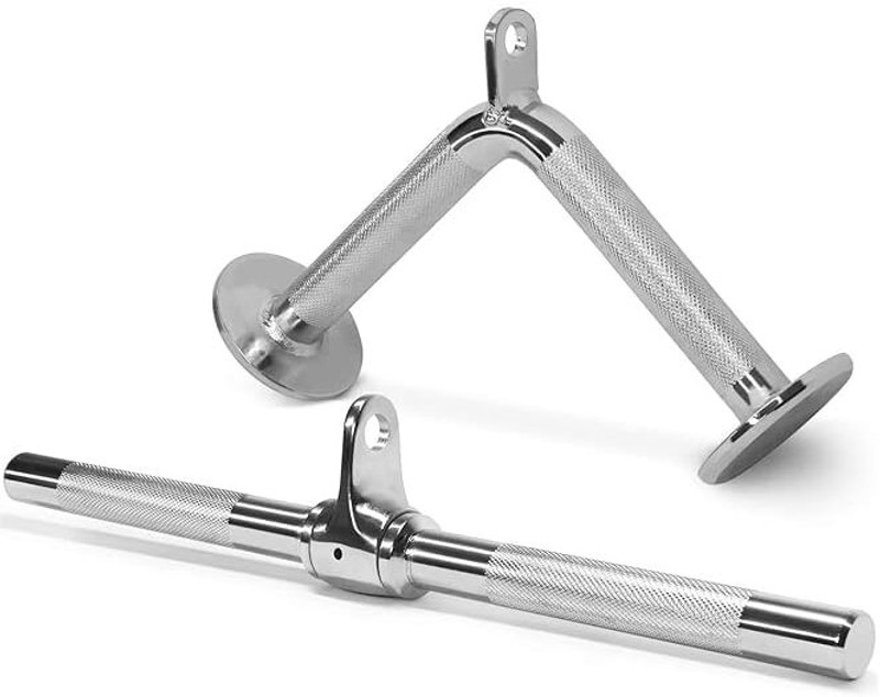 FITRXX Combo Tricep Rope/Tricep Pull Down Rope and V Bar Cable Attachment – Cable Bar Chin-up Bar