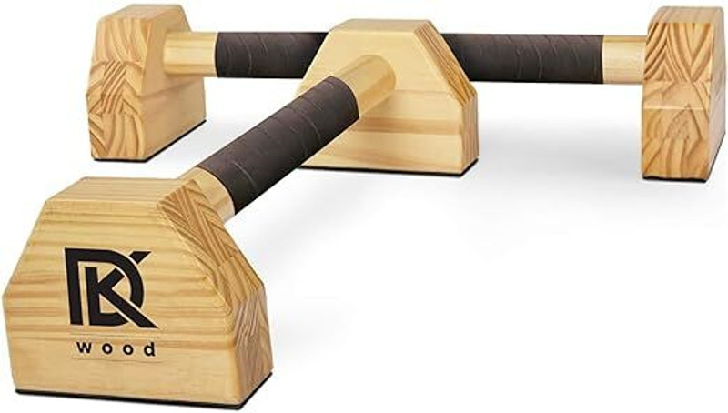 DKWOOD 15 inch Wooden Parallettes Bars/Push Up Bars for Parallettes Push-up Bar