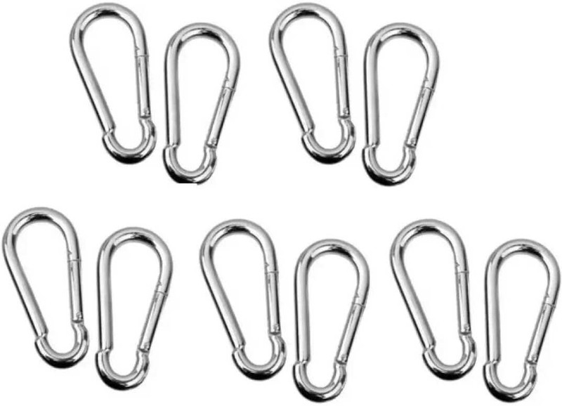 AtNSports Stainless Steel Spring Carabiner Snap Hook Keychain, S lock for Gym Carabiner(Silver)