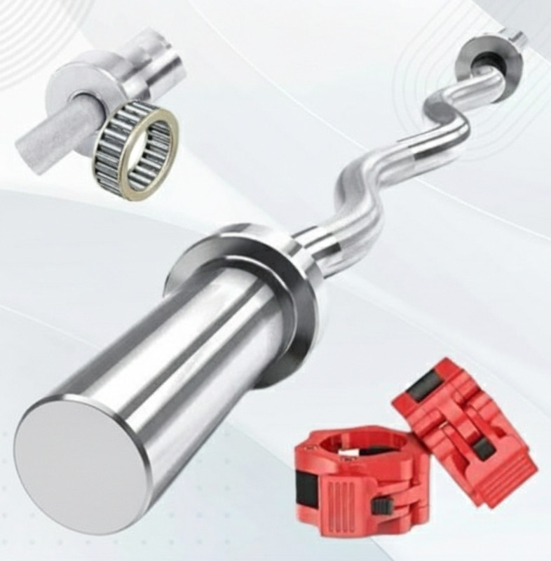 GH SPORTS Imported (3ft Olympic Rod Zig Zag Curl) 30mm Internal Dia & 50mm Outer Dia Multi-training Bar(Silver)