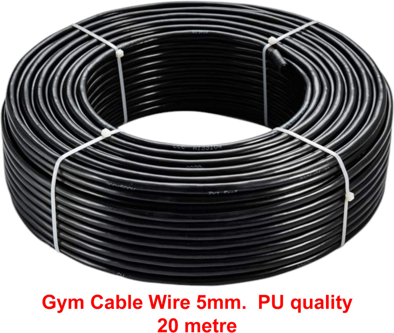 Aviva Sports Gym Machine Cable Wire Rope PU Coated Inside Steel Transparent(5 MM, 20 Meter) Weight Lifting Bar