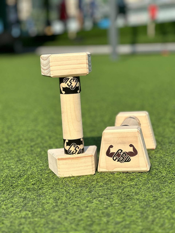 Calistreet workout Wooden parallettes mini for gymnastics, calisthenics yoga bar Push-up Bar(Brown)