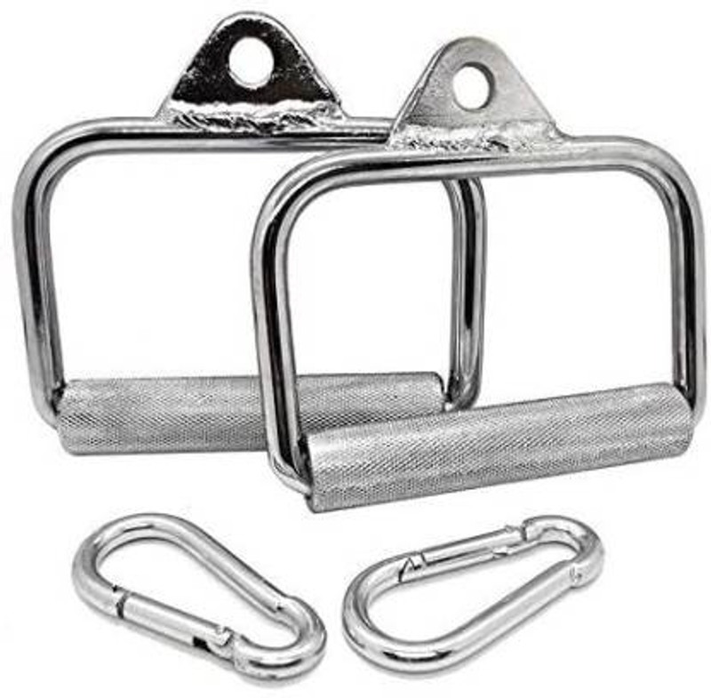 ABSSports 2 pair of D-Handle Hand Grip Attachment multi training bar. Multi-training Bar(Silver, Black)