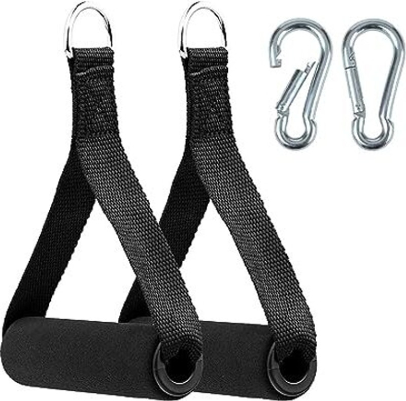ABSSports Nylon Handle Cable Machine Attachment Resistance Band Handle With S Lock (2 Pcs) Multi-training Bar