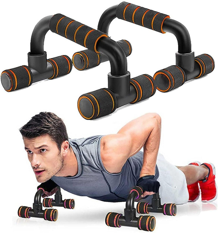 SUVIKSHA Hight density PVC & PP Push up Bar For Home Exercise Dips Chest pres training Floor Training Bar(Orange, Black)