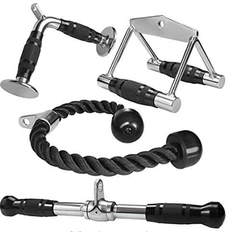 Sara store Gym Accessories attachments LAT bar, V Handle, Rowing Handle, Triceps Rope Weight Lifting Bar(Black)