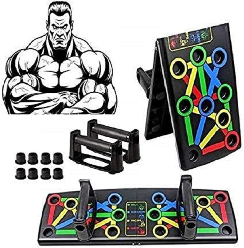 HOIGADGETS 14 in 1 Color Coded Foldable Pushup Board Complete Push Up Training System Push-up Bar(Multicolor)