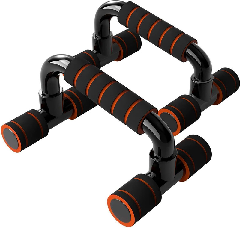 GJSHOP Adjustable non-slip Cushioned Foam Grip Portable Pushup Stands Home Workout A6 Push-up Bar(Black, Orange)