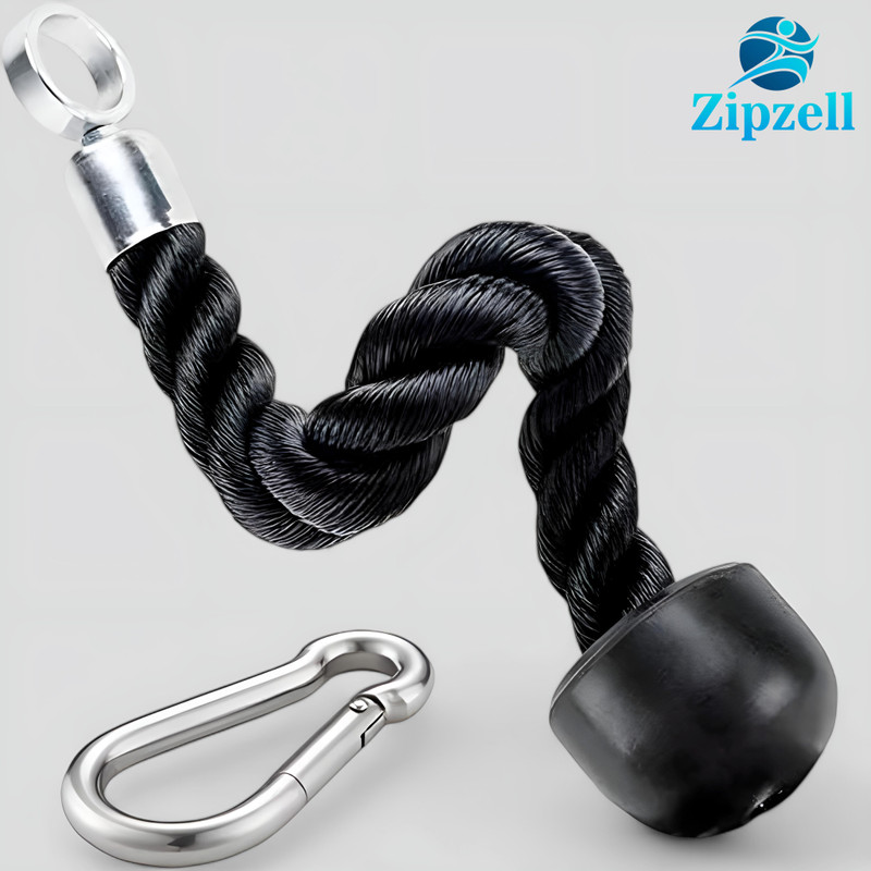 Zip Zell Sports Single Tricep Rope with 1 Snap hook, Cable Attachment Exercises , Triceps Bar