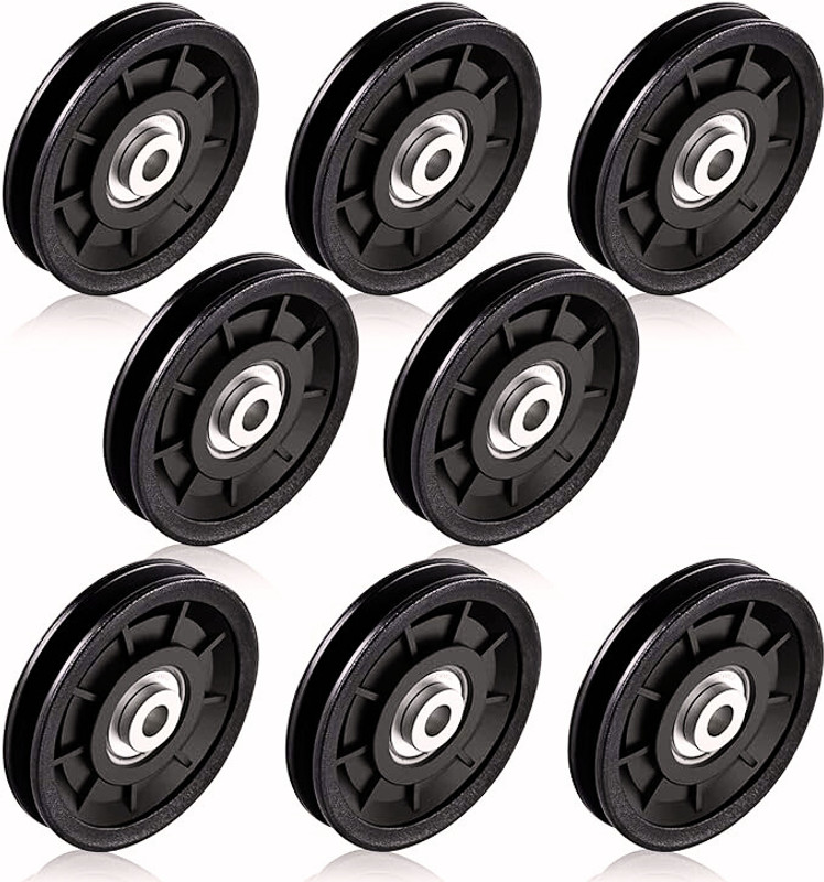 Gymlife 8pcs Gym Pulley Wheel For Replacement Gym Machine Accessories Multi-training Bar(Black)