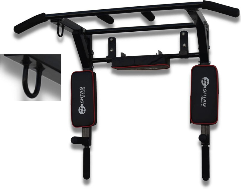 HASHTAG FITNESS Wall mount pull up bar, 3 in 1 Dip Station(Black)