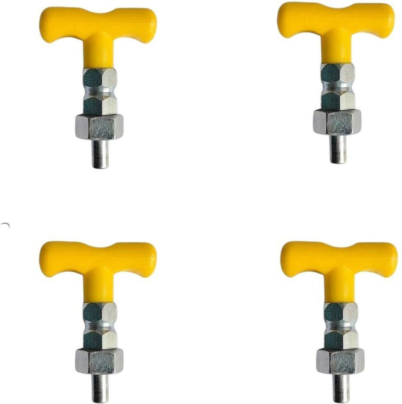 zenithfitness 4 pc T-Catcher Pin Plunger Nob 10mm Weight Lock Pull Multi-training Bar(Yellow, Silver)