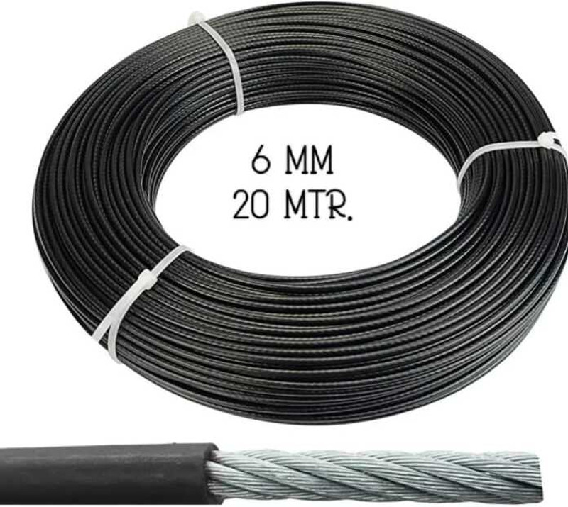 FW Sports Latest PU Coated 6mm 20mtr Wire For Gym Machines Heavy Duty Weight Lifting Bar(Black)