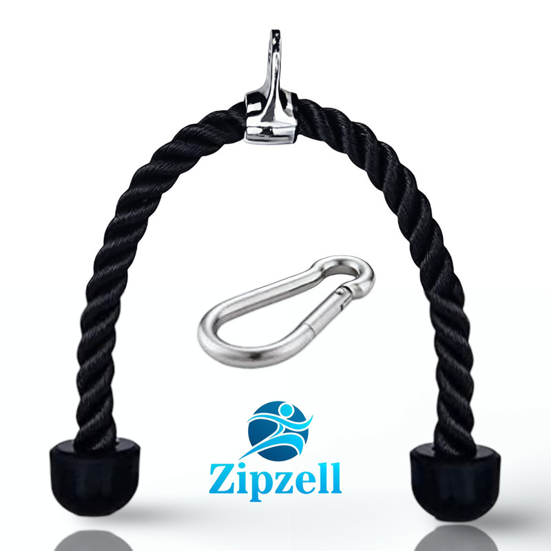 Zip Zell Tricep Rope Cable Attachment Exercise Machine Attachments Multi-training Bar Triceps Bar(Black)