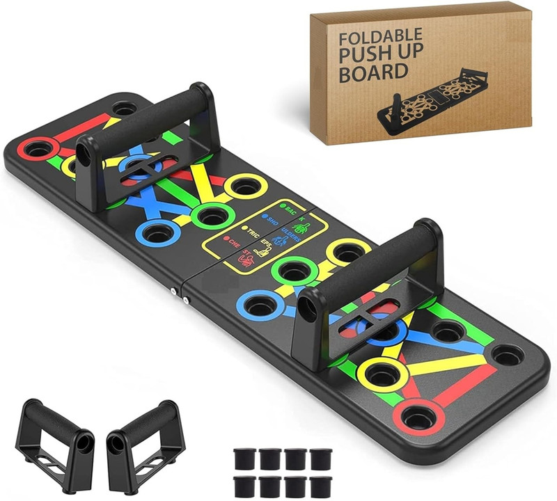 NamoFitness 14 in 1 System Pushup Board for Chest Upper Exercise Strength Training Board Push-up Bar(Black, Multicolor)