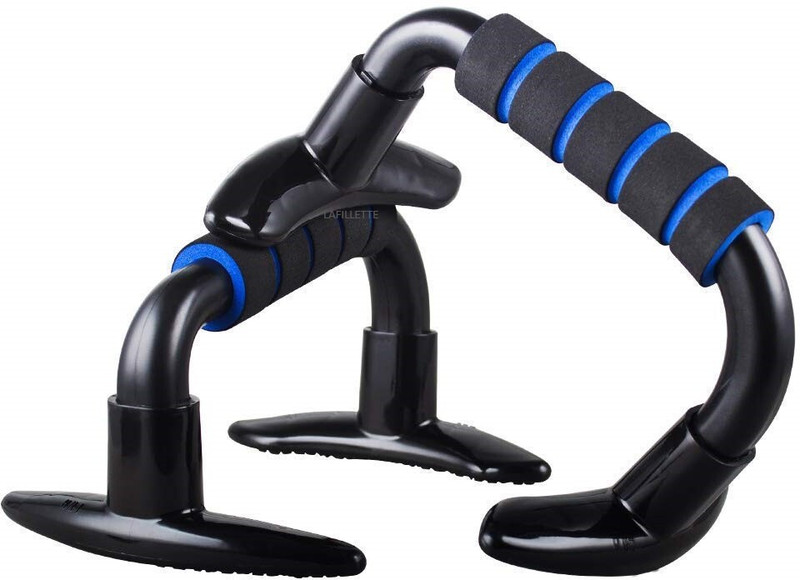 LAFILLETTE H-shaped ABS Fitness Push-up Stands Handle with Cushioned Foam Grip and Non-Slip Push-up Bar(Blue, Black)