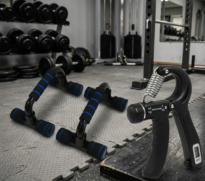 Pheonix Push Up Bar with Hand Gripper-Counter Gym Equipment Home Workout Set Push-up Bar(Multicolor)