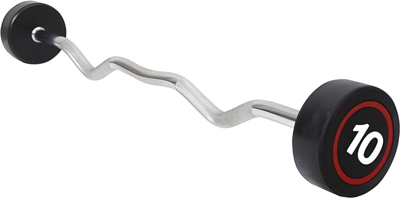 Zip Zell Sports Zig Zag Fixed Weight Barbell, 10 kg, 30 mm Dia, Rubber Coated Steel Weight Lifting Bar(Silver)