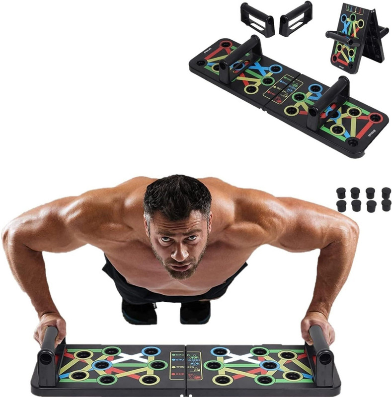NamoFitness 14 in 1 Push Up Board for Men & Women Foldable Pushup Board Home Workout Board Push-up Bar(Multicolor, Black)