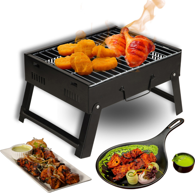 Chefman Mini Outdoor Charcoal Barbecue Grill for Travel and Backyard – Features Compact Design, Foldable Legs, Removable Grill, and 5 Skewers for Effortless Grilling Anywhere Charcoal Grill
