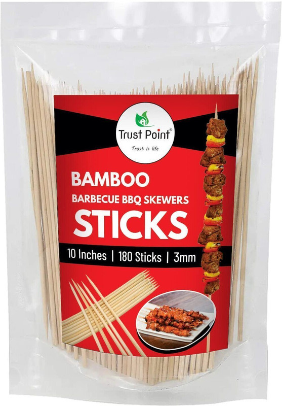 Trust Point Bamboo Barbecue Skewers Sticks for Oven, Microwave and Pan, BBQ Skewer, Kabab Sticks, Panner Tikka Charcoal Grill