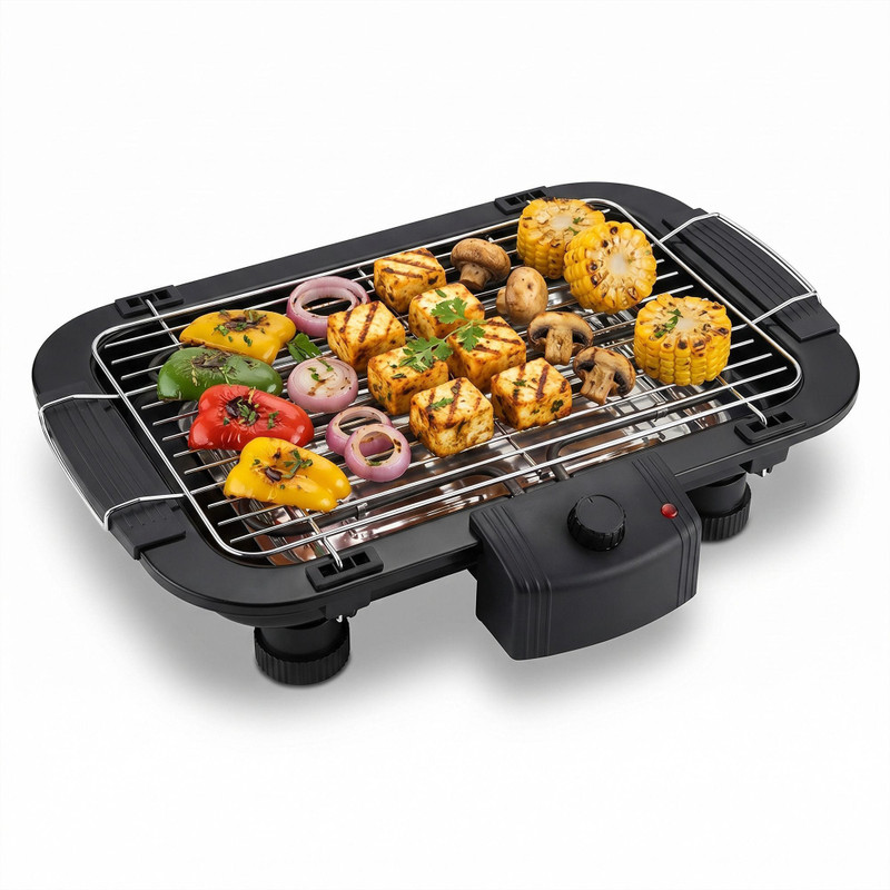 Celestor Electric Barbecue Grill Smokeless 2000 W With Stand Indoor Outdoor Portable BBQ with 1 Skewer Electric Grill(Portable)