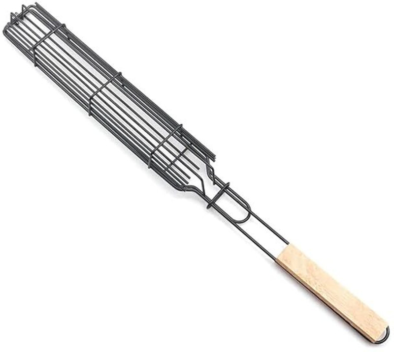 lOMESH BBQSquareStainlessSteelBarbecueGrillnetwithWoodenHandle Charcoal Grill