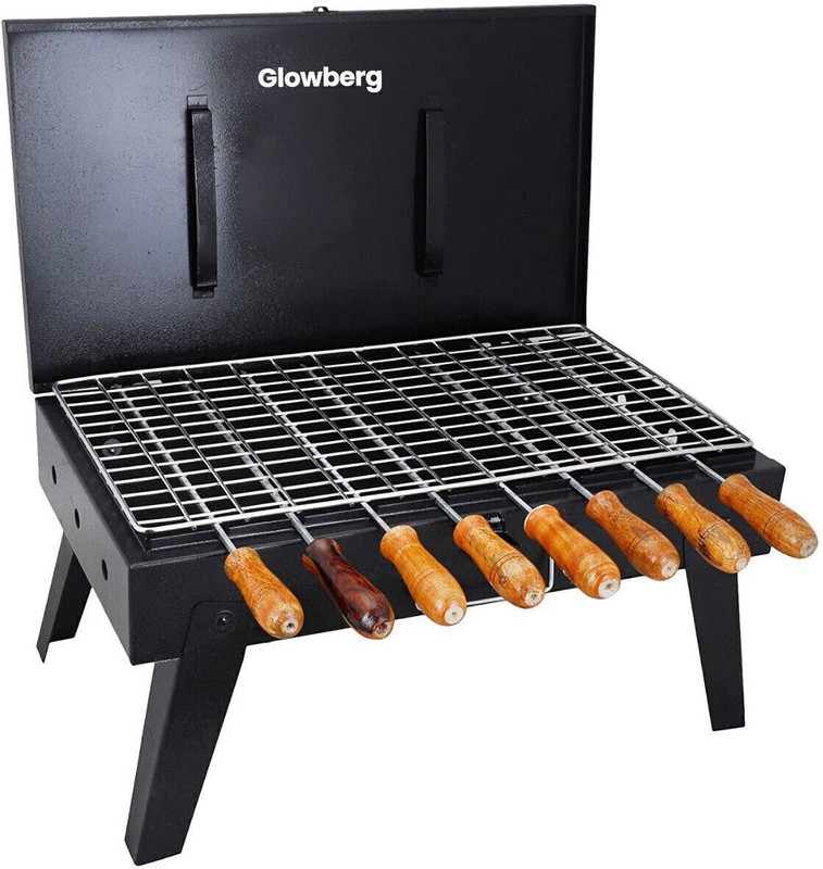 Glowberg Foldable Charcoal Briefcase Grill for Easy Transport with 5 Skewer Charcoal Grill(Portable, Foldable)