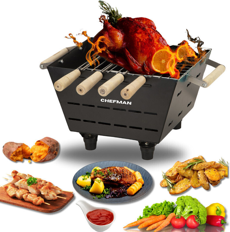 Chefman Small Coal Griller for Barbecue Lovers, Perfect for Parties and Outdoor Picnic Charcoal Grill