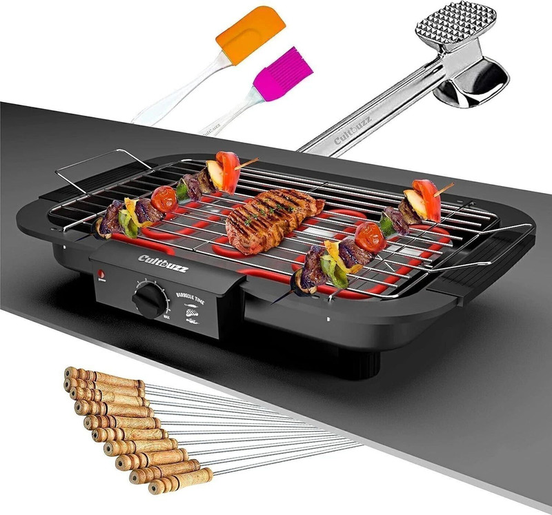 Cultbuzz 2000 Watt Electric Barbecue Grill Smokeless Portable Adjustable Temperature Control Indoor&Outdoor Barbeque Grill Electric Grill