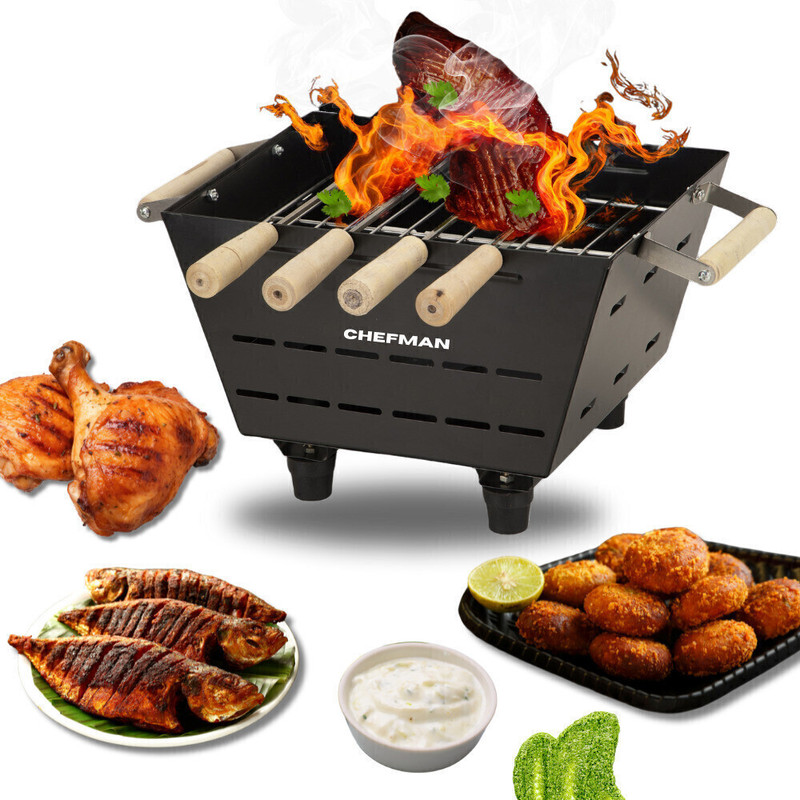 Chefman Small Coal Barbecue Griller for Picnics and Healthy Outdoor Food Grilling Charcoal Grill