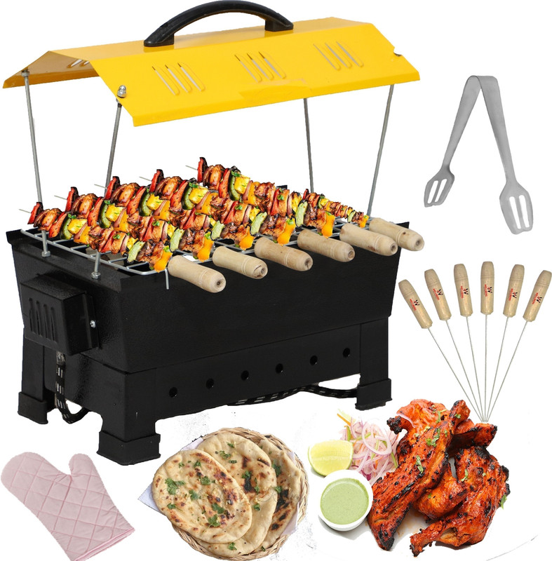 KGF 2-in-1 BBQ, 1200W Compact for Travel, Indoor, Outdoor Use Charcoal & Electric Grill