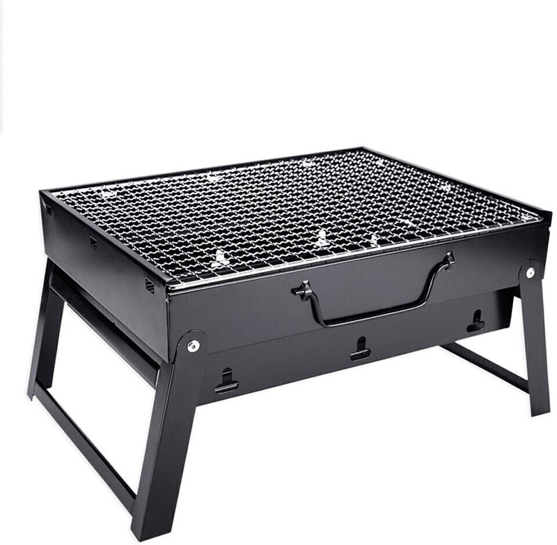 myfizi Tabletop Coal BBQ Griller, Perfect for Camping with Foldable Legs and Skewers Charcoal Grill