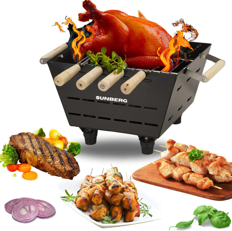 SUNBERG Small BBQ Griller with Coal, Perfect for Healthy Food and Picnic Adventures Charcoal Grill